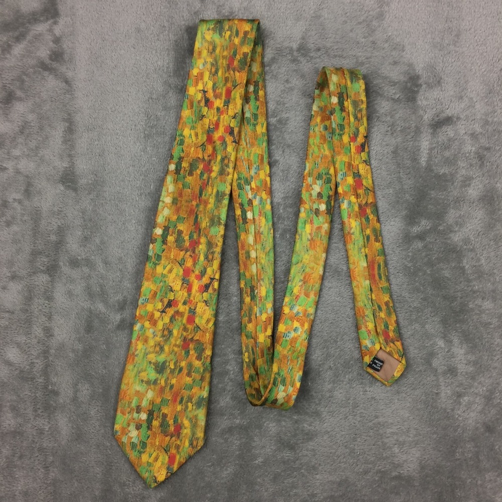 Brochier Soieries Neck Tie Picasso Silk Yellow Colorful Made in France La Espera